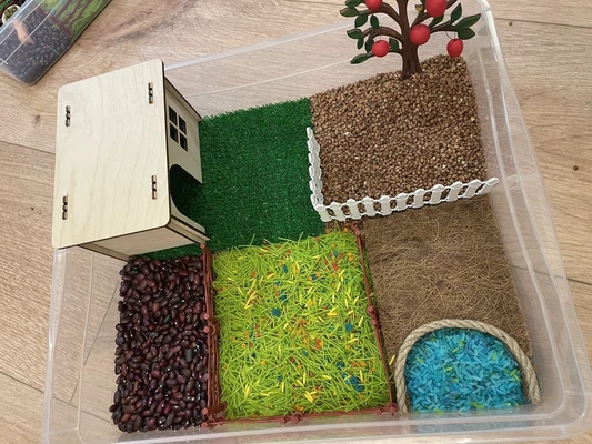 Раскладка сенсорной коробки "Ферма": шаг 2